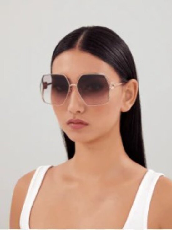 Gucci GG1323S 001 Square Sunglasses - Gold / Grey main image 9
